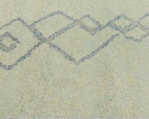 12 Feet Moroccan Beige Hand Woven Wool Runner Rug